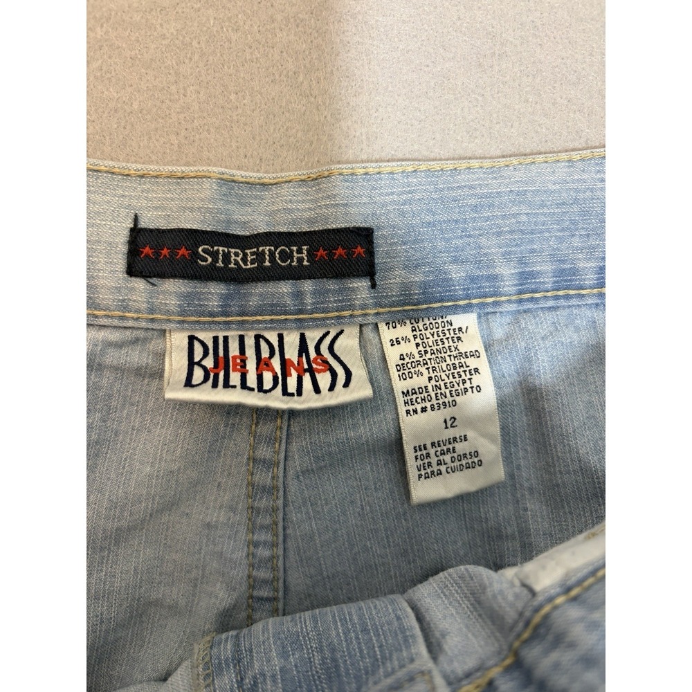 90s Bill Blass Women 12 Light Wash Floral Embroidered Cropped Stretch Denim - Picture 7 of 8
